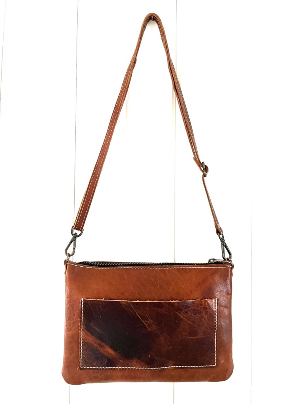 BRAND Brown Full Grain Genuine Leather Shoulder Bag